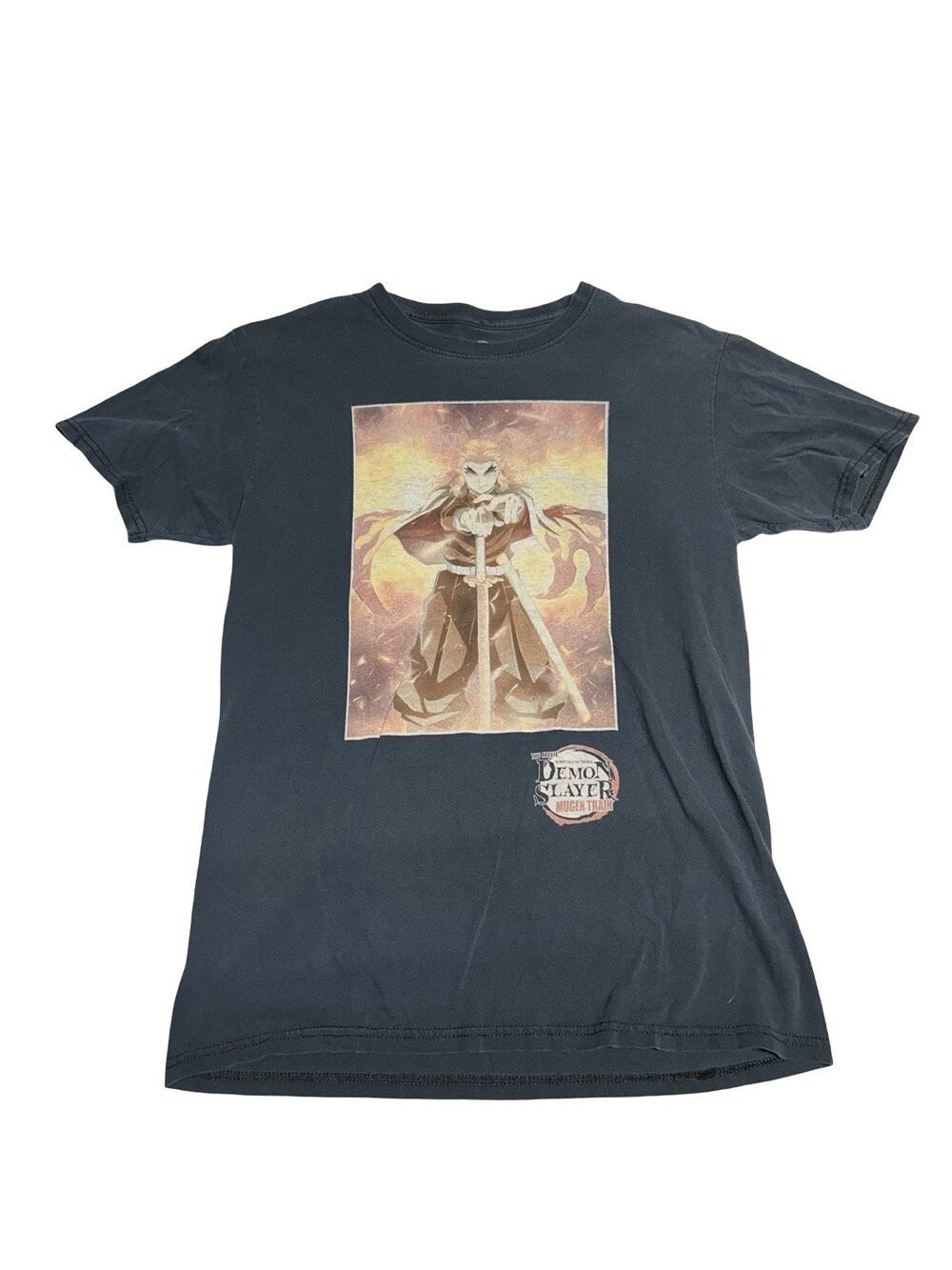 Demon Slayer Mugen Train Rengoku Graphic T-Shirt Men’s Small Black Anime Tee